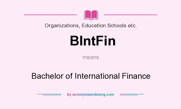 What does BIntFin mean? It stands for Bachelor of International Finance