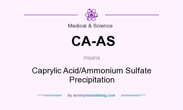 What does CA-AS mean? It stands for Caprylic Acid/Ammonium Sulfate Precipitation