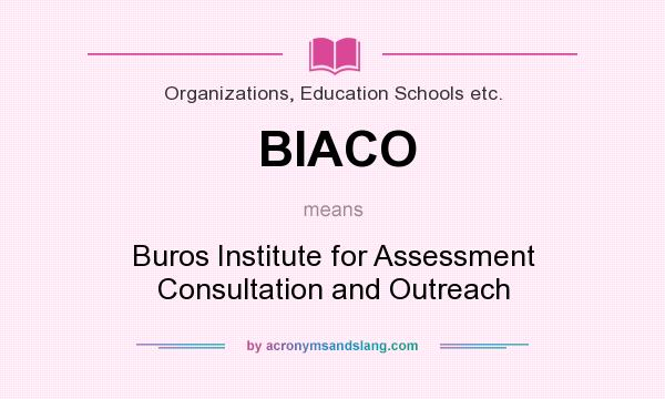 What does BIACO mean? It stands for Buros Institute for Assessment Consultation and Outreach