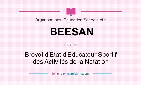 What does BEESAN mean? It stands for Brevet d`Etat d`Educateur Sportif des Activités de la Natation