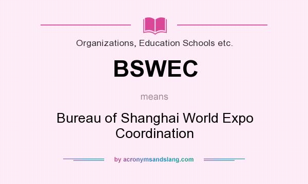 What does BSWEC mean? It stands for Bureau of Shanghai World Expo Coordination