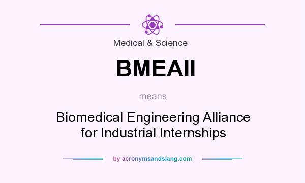 What does BMEAII mean? It stands for Biomedical Engineering Alliance for Industrial Internships