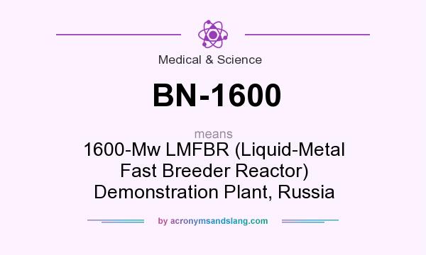 What does BN-1600 mean? It stands for 1600-Mw LMFBR (Liquid-Metal Fast Breeder Reactor) Demonstration Plant, Russia