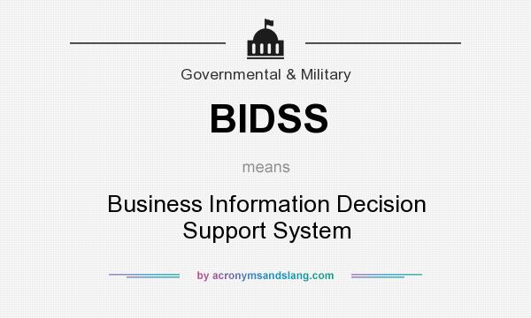 What does BIDSS mean? It stands for Business Information Decision Support System
