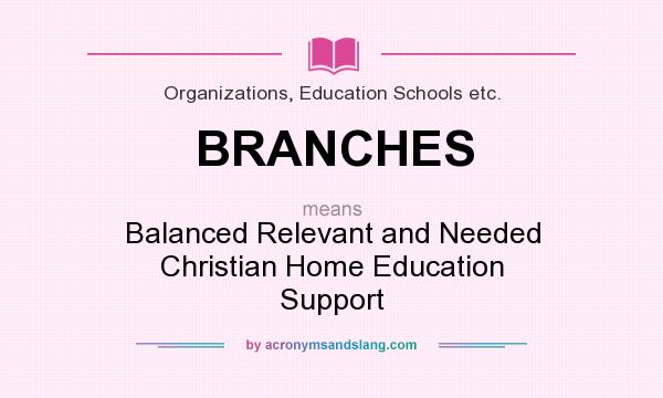 What does BRANCHES mean? It stands for Balanced Relevant and Needed Christian Home Education Support