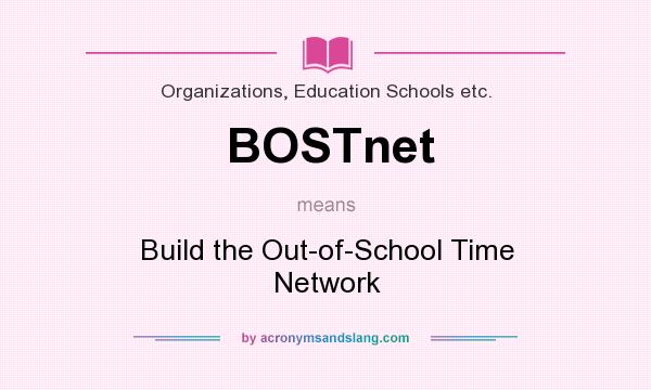 What does BOSTnet mean? It stands for Build the Out-of-School Time Network