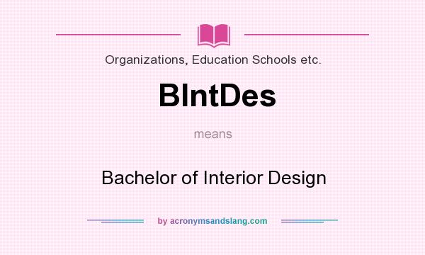 What does BIntDes mean? It stands for Bachelor of Interior Design