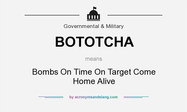 What does BOTOTCHA mean? It stands for Bombs On Time On Target Come Home Alive