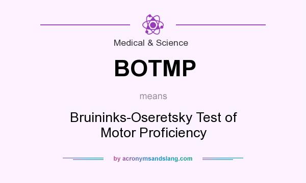 What does BOTMP mean? It stands for Bruininks-Oseretsky Test of Motor Proficiency