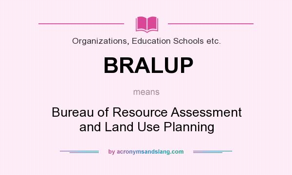 What does BRALUP mean? It stands for Bureau of Resource Assessment and Land Use Planning