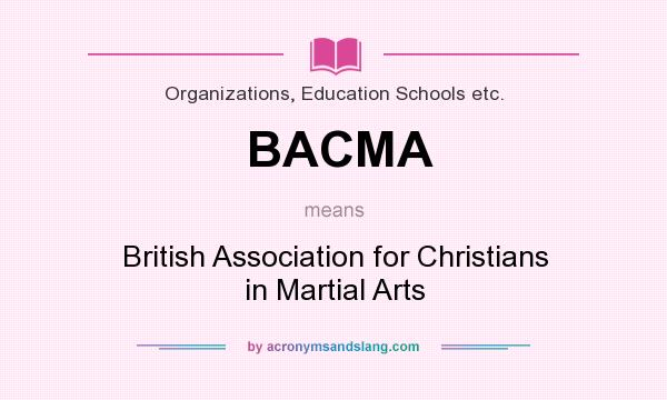 What does BACMA mean? It stands for British Association for Christians in Martial Arts