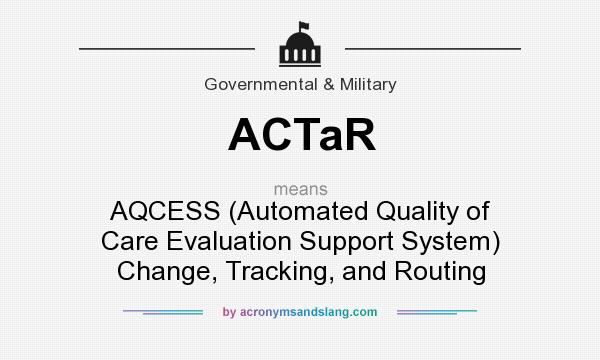 What does ACTaR mean? It stands for AQCESS (Automated Quality of Care Evaluation Support System) Change, Tracking, and Routing