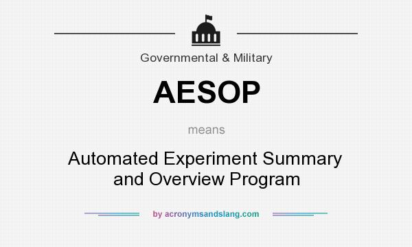 What does AESOP mean? It stands for Automated Experiment Summary and Overview Program