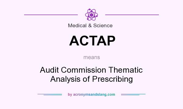 What does ACTAP mean? It stands for Audit Commission Thematic Analysis of Prescribing