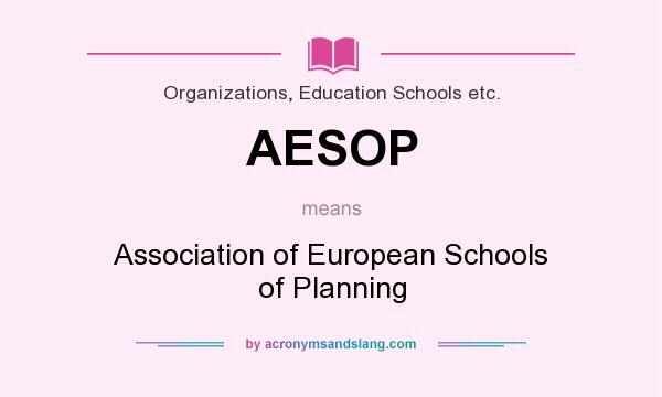 What does AESOP mean? It stands for Association of European Schools of Planning