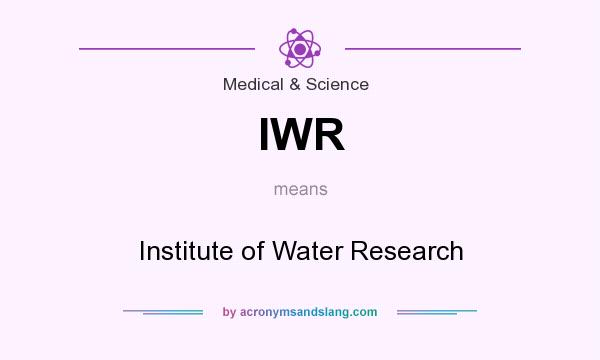 What does IWR mean? It stands for Institute of Water Research