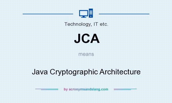 What does JCA mean? It stands for Java Cryptographic Architecture