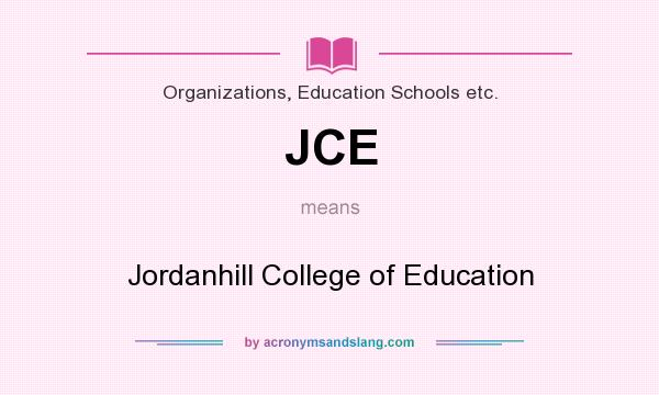 What does JCE mean? It stands for Jordanhill College of Education
