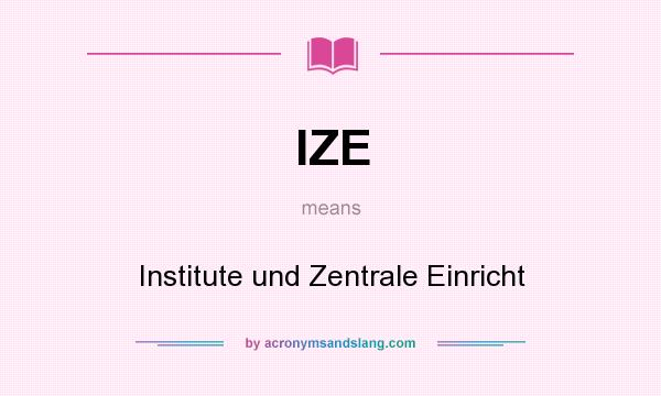 What does IZE mean? It stands for Institute und Zentrale Einricht