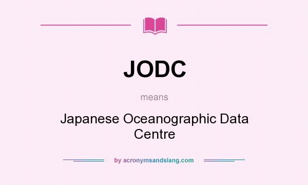 What does JODC mean? It stands for Japanese Oceanographic Data Centre