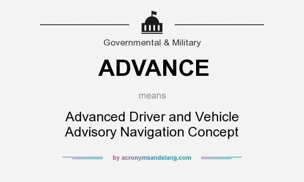 What does ADVANCE mean? It stands for Advanced Driver and Vehicle Advisory Navigation Concept