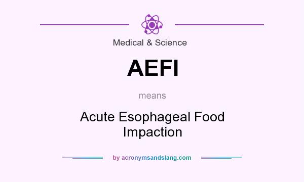 What does AEFI mean? It stands for Acute Esophageal Food Impaction