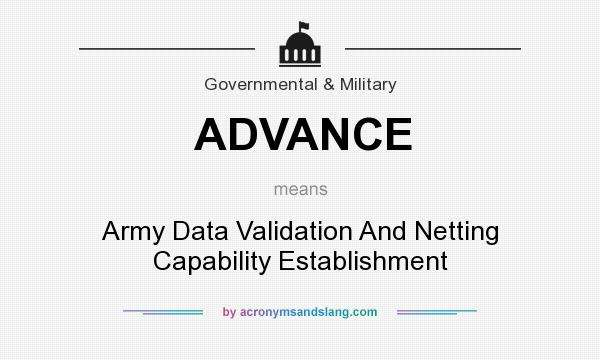 What does ADVANCE mean? It stands for Army Data Validation And Netting Capability Establishment