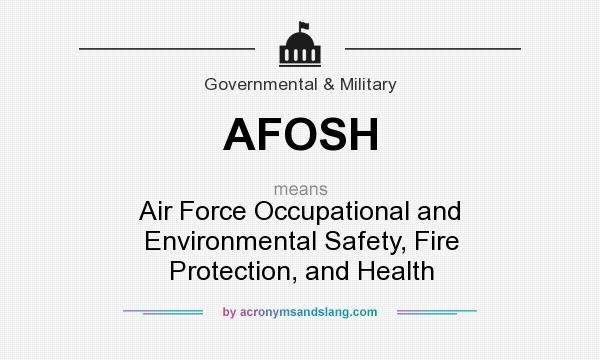 What does AFOSH mean? It stands for Air Force Occupational and Environmental Safety, Fire Protection, and Health