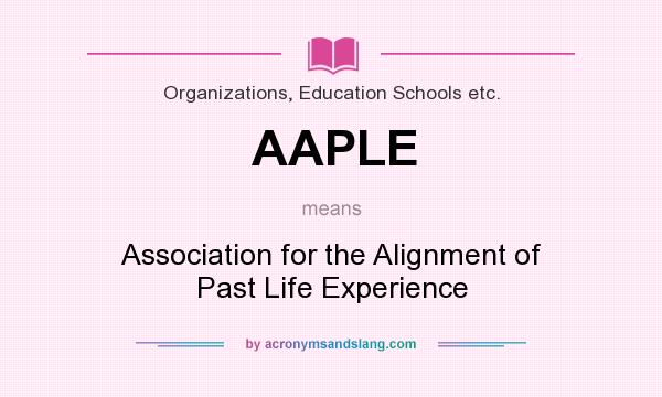 What does AAPLE mean? It stands for Association for the Alignment of Past Life Experience