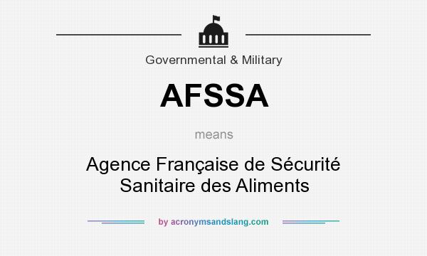 What does AFSSA mean? It stands for Agence Française de Sécurité Sanitaire des Aliments