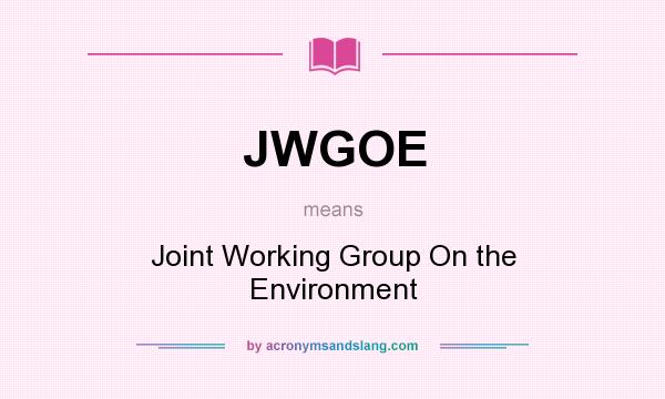 What does JWGOE mean? It stands for Joint Working Group On the Environment
