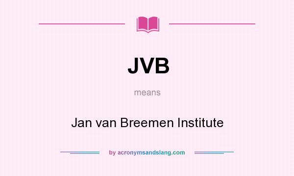 What does JVB mean? It stands for Jan van Breemen Institute