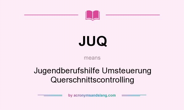 What does JUQ mean? It stands for Jugendberufshilfe Umsteuerung Querschnittscontrolling