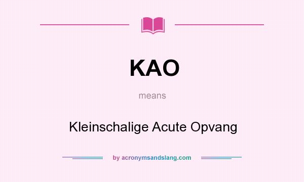 What does KAO mean? It stands for Kleinschalige Acute Opvang