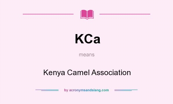 What does KCa mean? It stands for Kenya Camel Association
