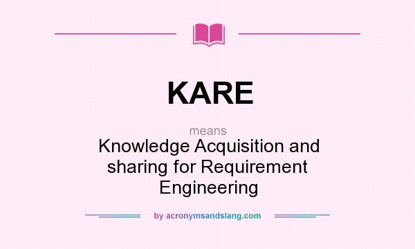 What does KARE mean? It stands for Knowledge Acquisition and sharing for Requirement Engineering