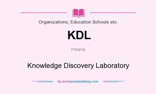 What does KDL mean? It stands for Knowledge Discovery Laboratory