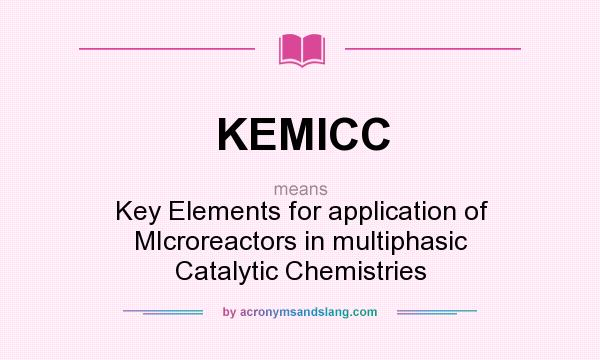What does KEMICC mean? It stands for Key Elements for application of MIcroreactors in multiphasic Catalytic Chemistries