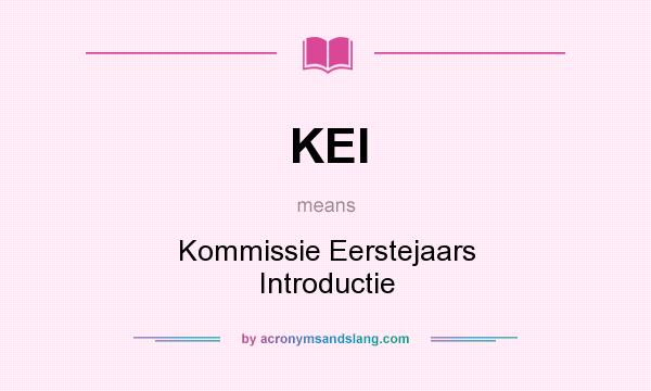 What does KEI mean? It stands for Kommissie Eerstejaars Introductie