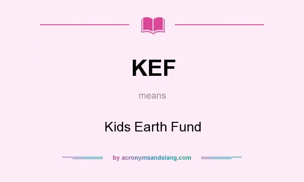 What does KEF mean? It stands for Kids Earth Fund