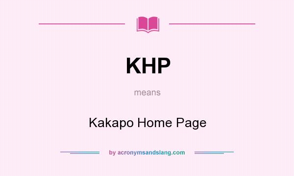 What does KHP mean? It stands for Kakapo Home Page