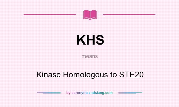 What does KHS mean? It stands for Kinase Homologous to STE20