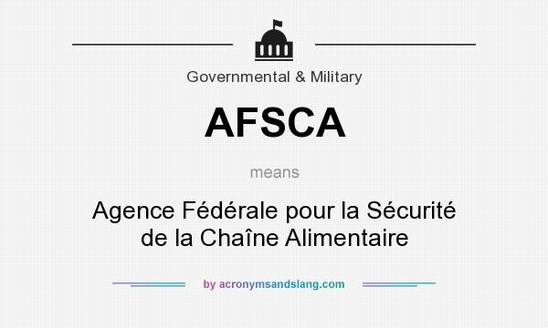 What does AFSCA mean? It stands for Agence Fédérale pour la Sécurité de la Chaîne Alimentaire