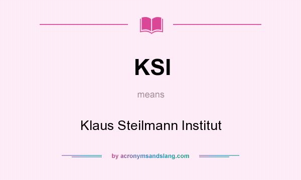 What does KSI mean? It stands for Klaus Steilmann Institut
