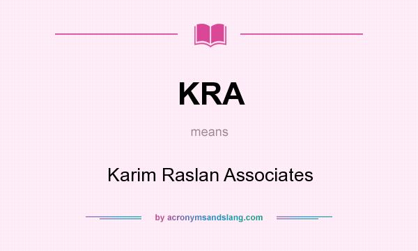 What does KRA mean? It stands for Karim Raslan Associates
