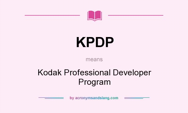 What does KPDP mean? It stands for Kodak Professional Developer Program