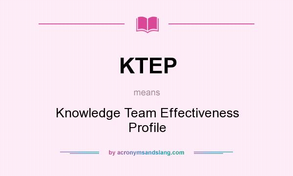 What does KTEP mean? It stands for Knowledge Team Effectiveness Profile