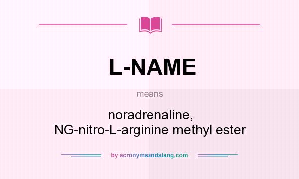 What does L-NAME mean? It stands for noradrenaline, NG-nitro-L-arginine methyl ester