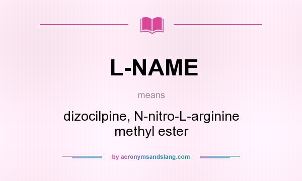 What does L-NAME mean? It stands for dizocilpine, N-nitro-L-arginine methyl ester