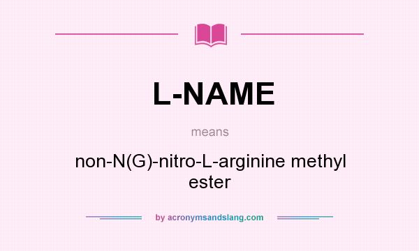 What does L-NAME mean? It stands for non-N(G)-nitro-L-arginine methyl ester